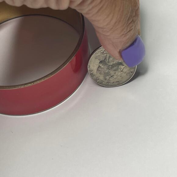 J. Crew JCREW bangle bracelet gold tone red enamel chunky signed costume jewelry - Picture 2 of 9